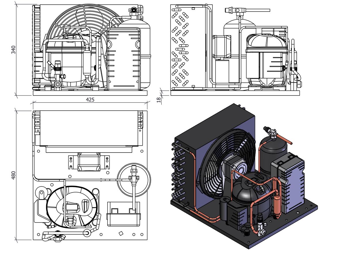 Tecumseh Condensing Unit 1/2hp R404A MHBP Aet4470ZHR