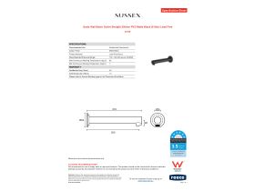 Specification Sheet - Scala Wall Basin Outlet Straight 200mm PVD Matte Black (6 Star) Lead Free