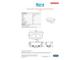 Specification Sheet - Roca Inspira Back to Wall Bath 1650mm x 850mm Overflow White