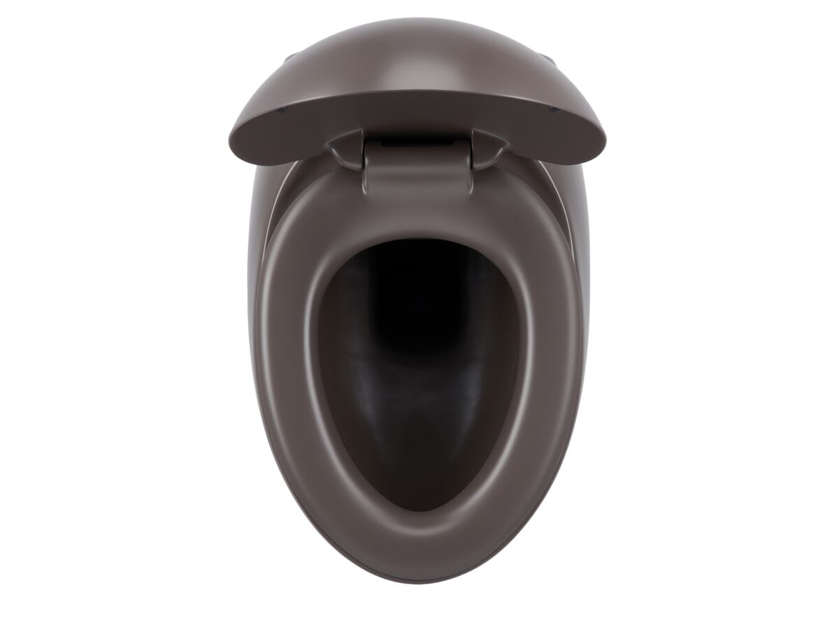 Supporting Image 4 - LAUFEN Alessi Rimless Wall Hung Pan with Soft Close Seat Matte Cafe (4 Star) - Top with Seat Open