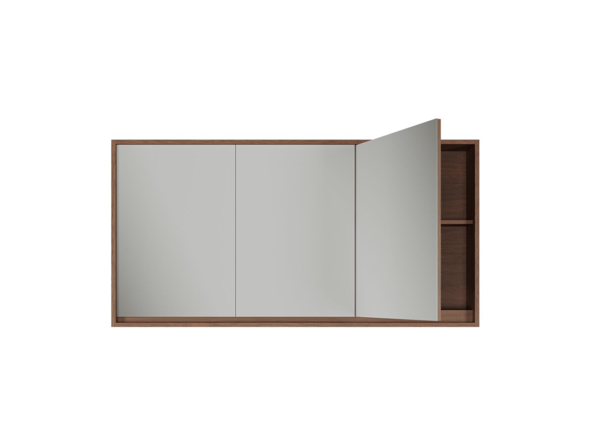 Supporting Image - Kado Aspect 1500mm Mirror Cabinet Three Doors with Surround View - Florentine Walnut Open