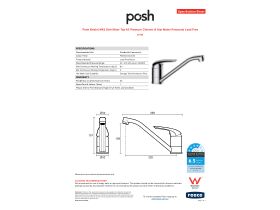 Specification Sheet - Posh Bristol MK2 Sink Mixer Tap All Pressure Chrome (4 Star Mains Pressure) Lead Free