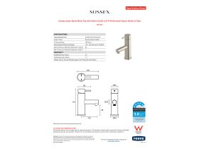 Specification Sheet - Sussex Scala Basin Mixer Tap with 90mm Outlet LUX PVD Brushed Oyster Nickel (5 Star)