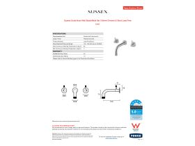 Specification Sheet - Sussex Scala Nova Wall Basin/Bath Set 150mm Chrome (5 Star) Lead Free