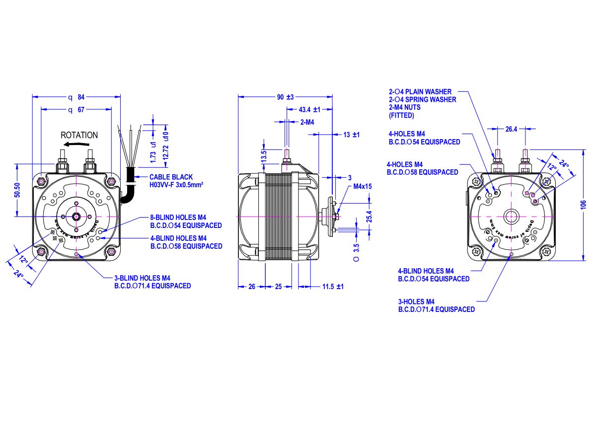Universal Square Fan Motor 16 watt