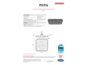 Specification Sheet - Mizu Soothe Overhead Shower 200 Matte Black (5 Star)