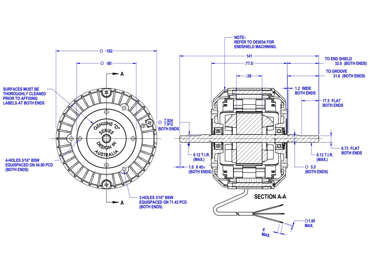 Twin Shaft Fan Motor 40W