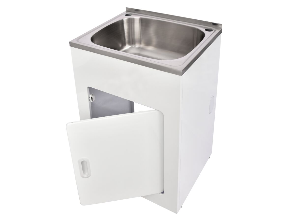 Supporting Image - Posh Bristol Standard Laundry Trough & Cabinet 45L with 1 Taphole and Bypass Stainless Steel