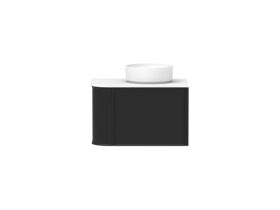 Hero - Kado Era Single Curve All Drawer 750mm Wall Hung Vanity with Centre Basin 20mm Top Matte Black