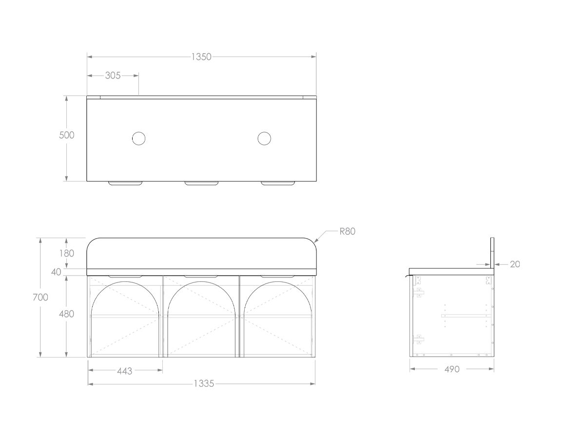 ADP Archie by Alisa & Lysandra Door Vanity Unit Double Bowl 1350 Caesarstone