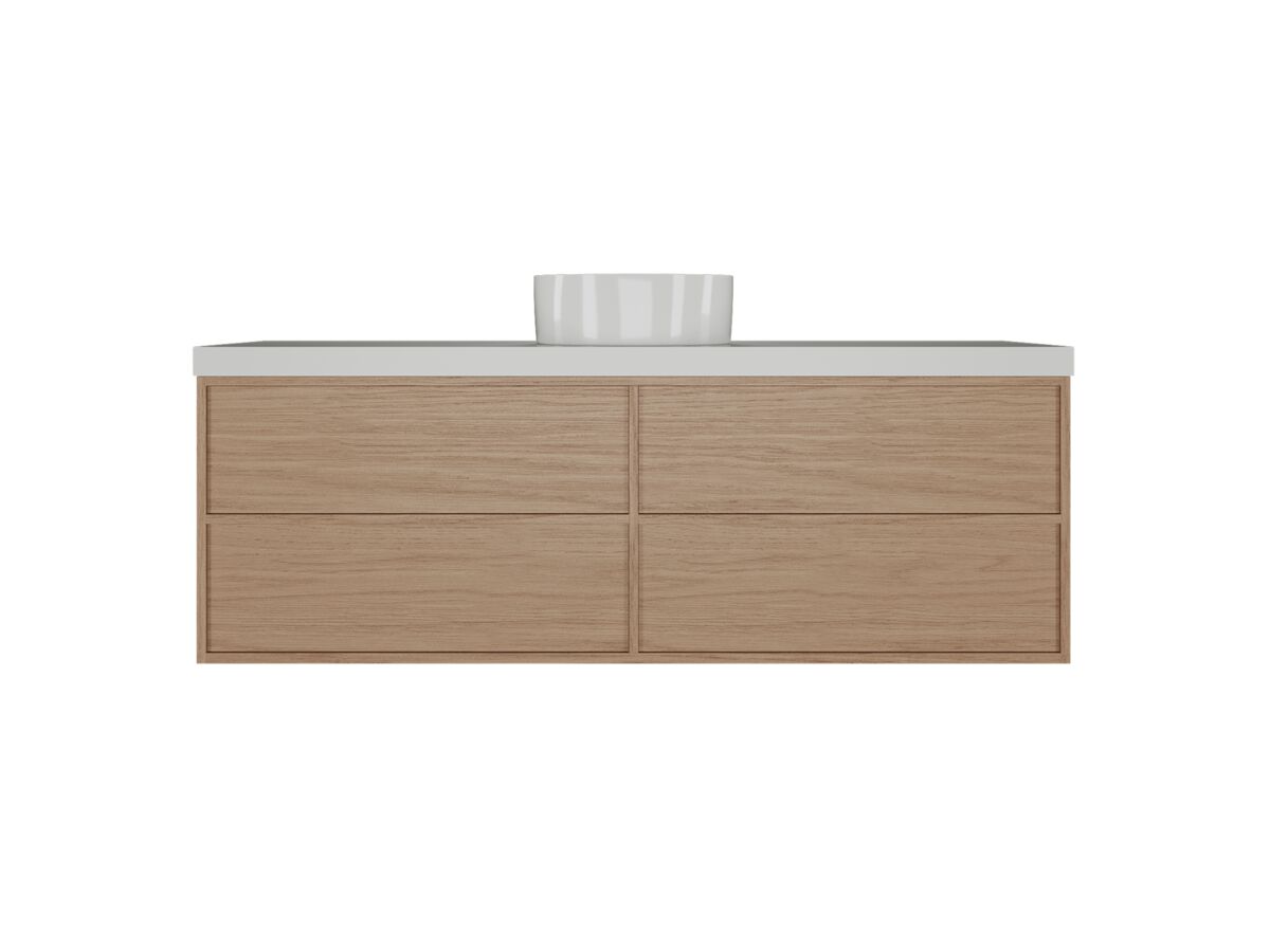 Supporting Image - Kado Aspect Wall Hung Vanity Unit 1500mm Single Bowl 4 Drawer Corian 50mm Top - Boston Oak