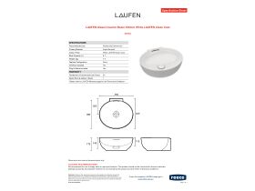Specification Sheet - LAUFEN Alessi Counter Basin 450mm White LAUFEN Clean Coat