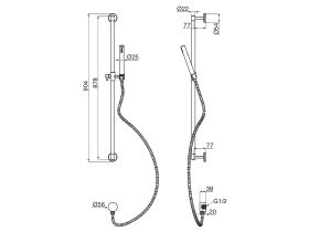 Milli Inox Rail Shower Stainless Steel (3 Star)