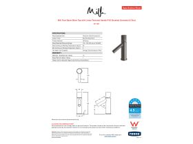 Specification Sheet - Milli Pure Basin Mixer Tap with Linear Textured Handle PVD Brushed Gunmetal (6 Star)
