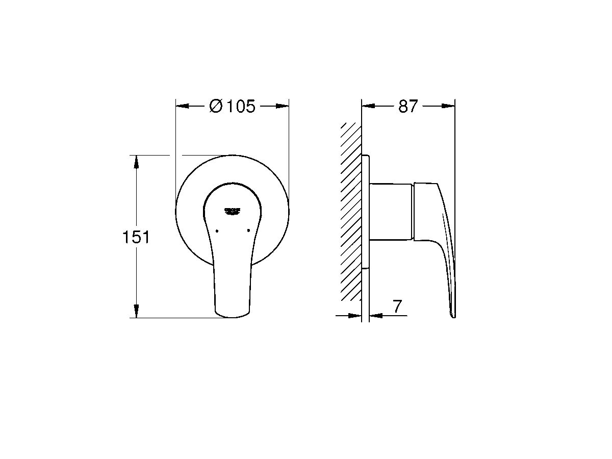 GROHE Eurosmart New Shower / Bath Mixer Chrome Plated