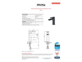 Specification Sheet - Mizu Bloc MK2 Basin Mixer Tap Matte Black (4 Star)