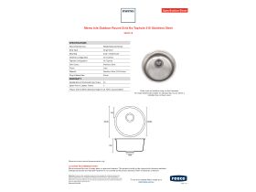 Specification Sheet - Memo Isla Outdoor Round Sink No Taphole 316 Stainless Steel