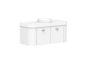 Supporting Image 2 - Kado Era Double Curve All Door 1200mm Wall Hung Vanity Centre Basin 90mm Durasein Top Matte White
