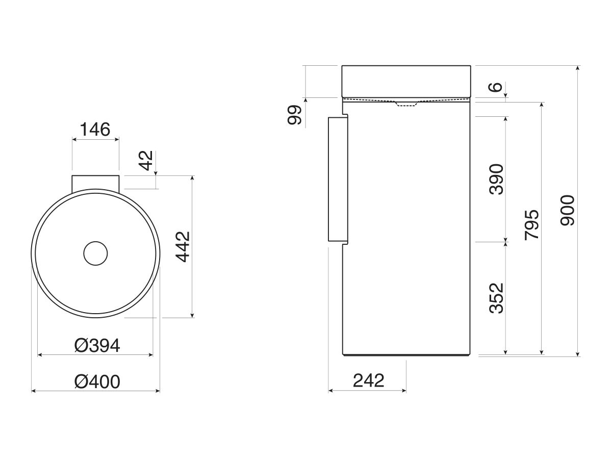 Alape Unisono Freestanding Basin 400mm Bi-Colour (Wall Attached)