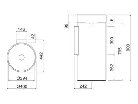Alape Unisono Freestanding Basin 400mm Bi-Colour (Wall Attached)