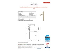 Specification Sheet - Scala Extended Basin Mixer 150mm Outlet PVD Brushed Platinum Gold (5 Star) Lead Free