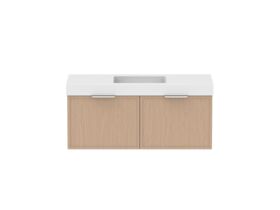 Supporting Image - Kado Lux Slim All Drawer 1200mm Wall Hung Vanity with Centre Basin 90mm Top Blonde Oak