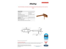 Specification Sheet - Mizu Drift Wall Basin / Bath Mixer Set with Straight Spout Kit Brushed Bronze (6 Star) Lead Free