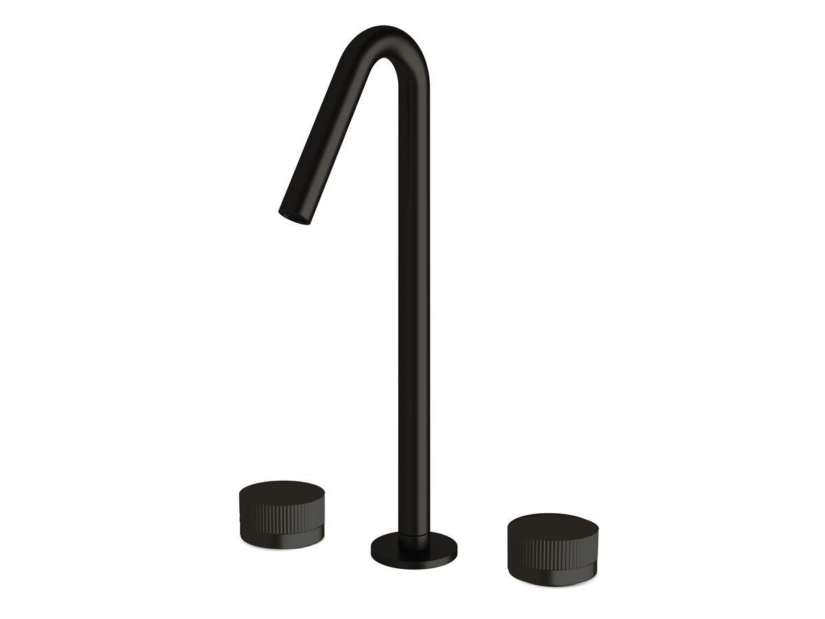 Sussex Pure Vessel Basin Set with Linear Textured Handles PVD Matte Black (5 Star)