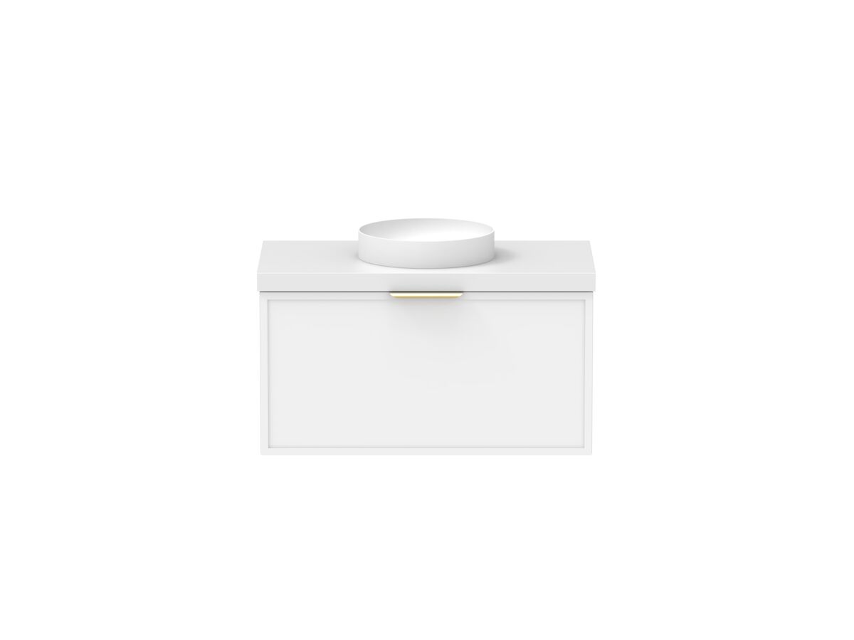 Supporting Image - Kado Lux Slim All Drawer 900mm Wall Hung Vanity with Centre Basin 50mm Top Matte White