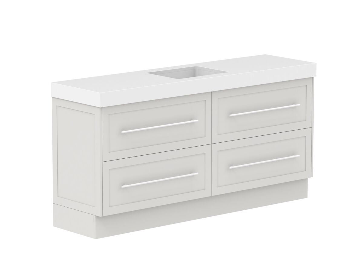 Supporting Image - Kado Lux 1800mm All Drawer Floor Mounted Vanity Unit 4 Drawers Centre Bowl 90mm Top