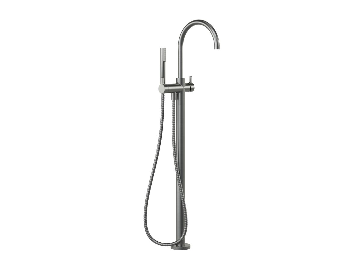 Supporting Image - Faucet Strommen Vara Fin Floor Mounted Bath Mixer with Handshower Trimset Brushed Graphite (3 Star)