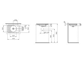 LAUFEN Val Drop in Basin 1 Tap Hole with Over Flow 550x360 Internal Texture White