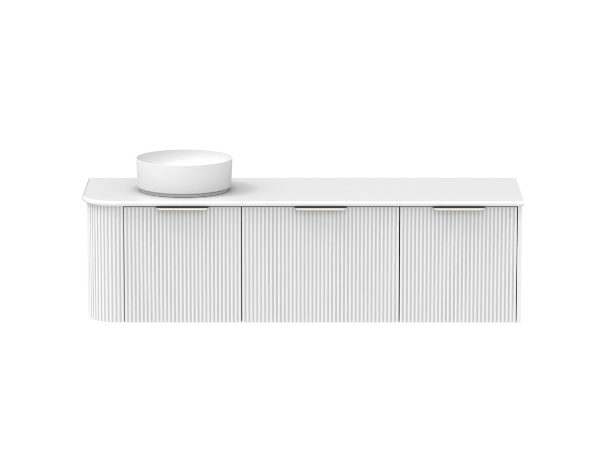 Supporting Image - Kado Neue Fluted Single Curve All Drawer 1650mm Wall Hung Vanity with Left Hand Basin 20mm Top Ultra White