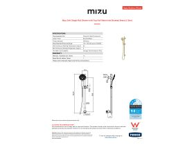 Specification Sheet - Mizu Drift Single Rail Shower with Top Rail Water Inlet Brushed Brass (3 Star)