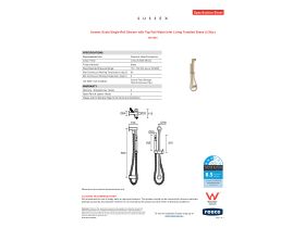 Specification Sheet - Sussex Scala Single Rail Shower with Top Rail Water Inlet Living Tumbled Brass (3 Star)