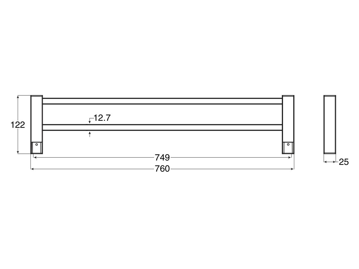 Mizu Bloc MK2 Double Towel Rail 760mm