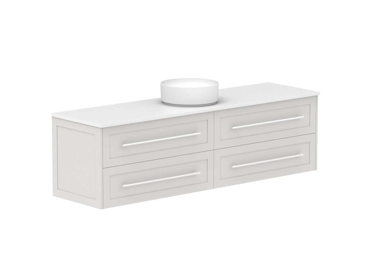 Supporting Image - Kado Lux 1800mm All Drawer Wall Hung Vanity Unit 4 Drawers Centre Bowl Vanity 20mm Top