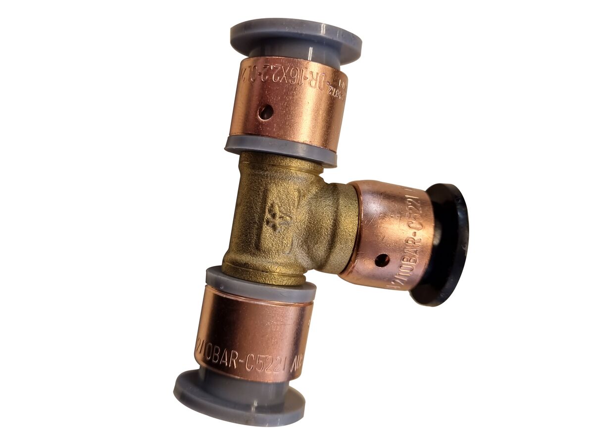 Auspex Adaptor Tee 18mm Polybutylene x 18mm Polybutylene x 16mm