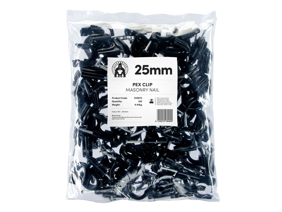 SILVERBACK PEX CLIP 25MM M/NAIL (100)
