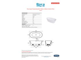 Specification Sheet - Roca Inspira Freestanding Bath 1600mm x 800mm Overflow White