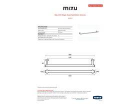 Specification Sheet - Mizu Drift Single Towel Rail 600mm Chrome