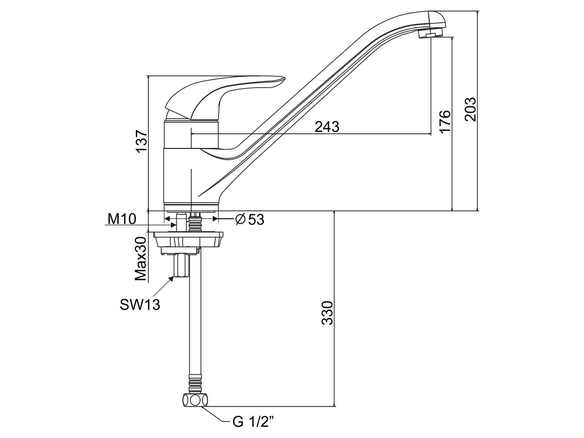 American Standard Studio Saga Cast Sink Mixer Chrome (4 Star)