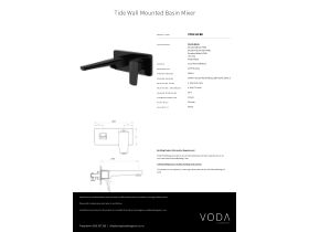 Specification Sheet - Voda Tide Wall Basin Mixer Matte Black (4 Star) Lead Free