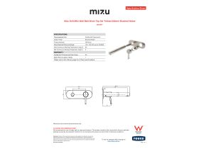 Specification Sheet - Mizu Drift MK2 Wall Bath Mixer Trimset 200mm Brushed Nickel