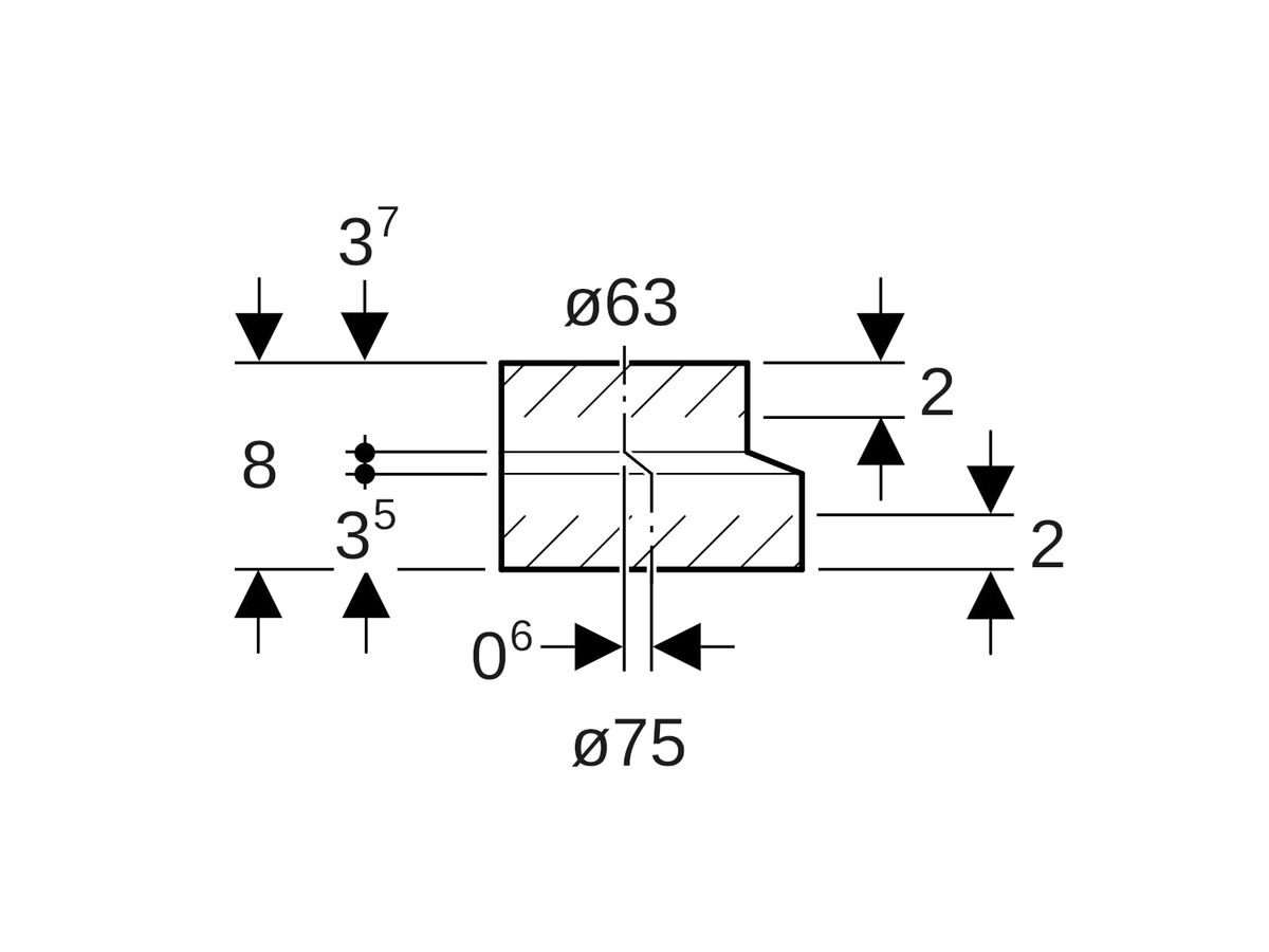 Geberit Short Eccentric Reducer 75mm x 63mm