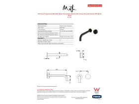 Specification Sheet - Milli Pure Progressive Wall Bath Mixer Tap System 250mm with Cirque Textured Handle PVD Matte Black