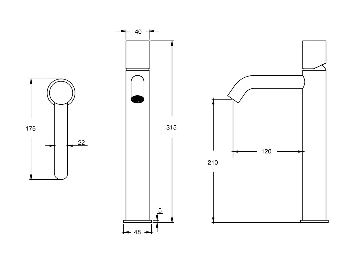 Sussex Pure Extended Basin Mixer Tap Curved Spout (5 Star)
