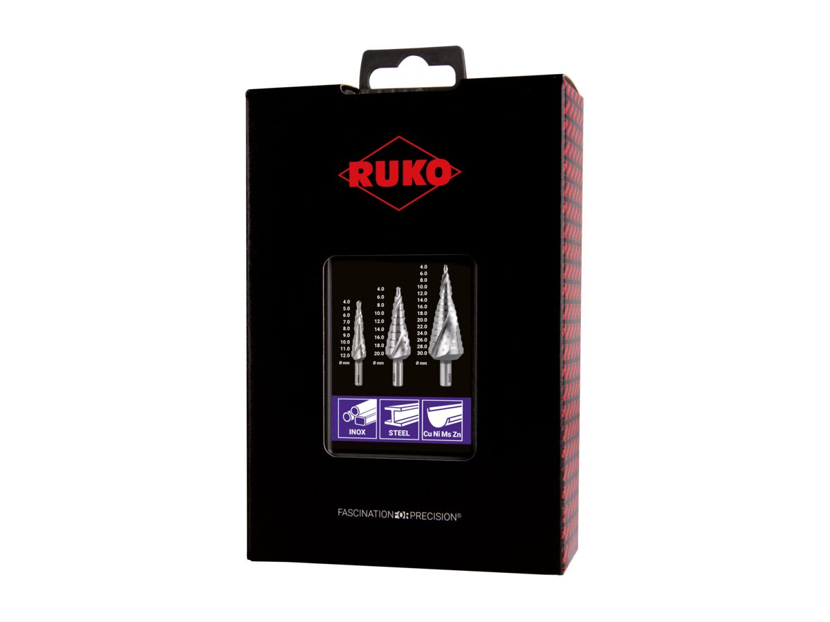 Ruko 3 Piece Step Drill Set 4 - 30mm
