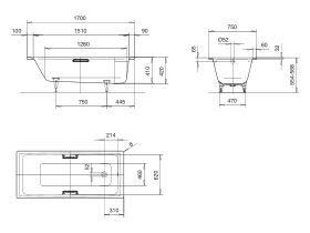 Kaldewei Puro Inset Bath 1700mm x 750mm White