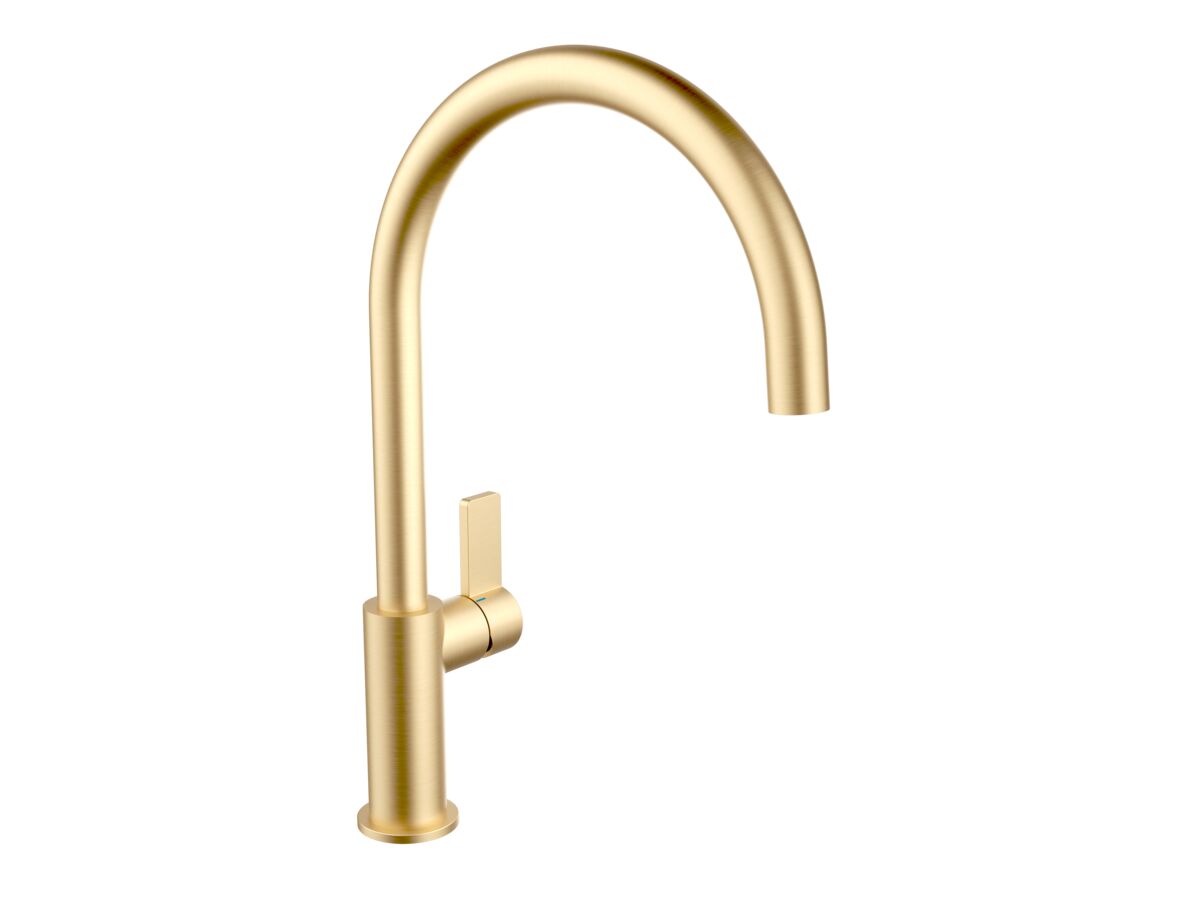 Hero - Nobili Flag Gooseneck Sink Mixer Tap Brushed Brass (4 Star)